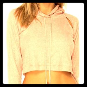 Luli Fama Fit Hoodie Cut Out Cropped Jacket Gold